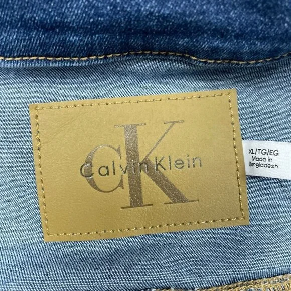 Calvin Klein Womens Denim Jacket XL Button-Front Classic Design d0163 - Picture 3 of 9